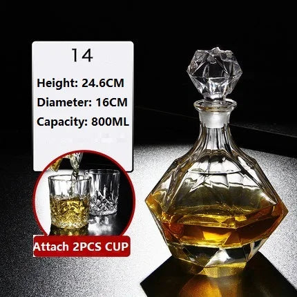 Kristallglas Wein Rote Flasche + 2 STÜCKE Tassen Wein Karaffe Whisky Liqour Ausgießer Home Bar Wodka Bier Flasche Glas Krug JR - GYLDNE GRÆNSE Gourmet Online Shop