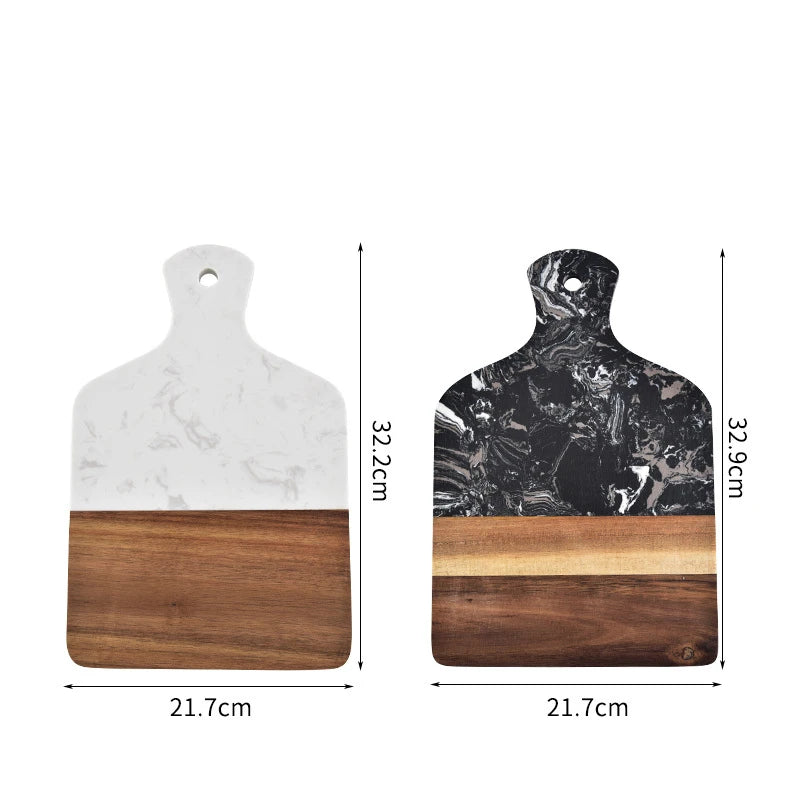 Marmor und Akazienholz Küche Schneidebrett Rutschfeste Schneideblöcke Obst Käse Werkzeuge Messer Zubehör Steak Pizzablech - GYLDNE GRÆNSE Gourmet Online Shop