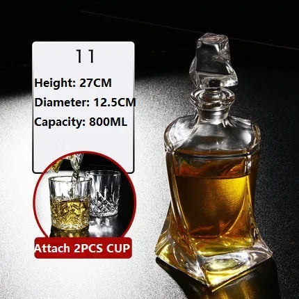 Kristallglas Wein Rote Flasche + 2 STÜCKE Tassen Wein Karaffe Whisky Liqour Ausgießer Home Bar Wodka Bier Flasche Glas Krug JR - GYLDNE GRÆNSE Gourmet Online Shop