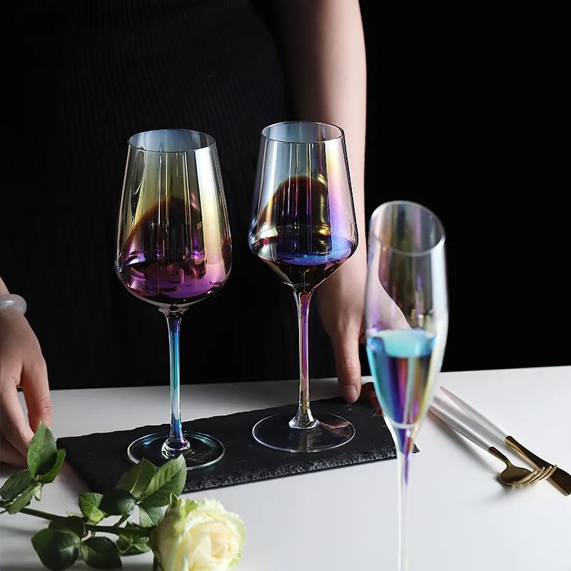 Bunte Weintasse Nordisch Kreativ Hoch Diagonal Regenbogen Kristallglas Bar Startseite Whiskey Wodka Champagnerglas Trinkglas - GYLDNE GRÆNSE Gourmet Online Shop