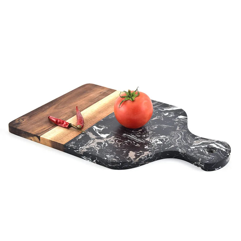Marmor und Akazienholz Küche Schneidebrett Rutschfeste Schneideblöcke Obst Käse Werkzeuge Messer Zubehör Steak Pizzablech - GYLDNE GRÆNSE Gourmet Online Shop