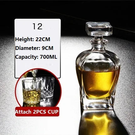 Kristallglas Wein Rote Flasche + 2 STÜCKE Tassen Wein Karaffe Whisky Liqour Ausgießer Home Bar Wodka Bier Flasche Glas Krug JR - GYLDNE GRÆNSE Gourmet Online Shop