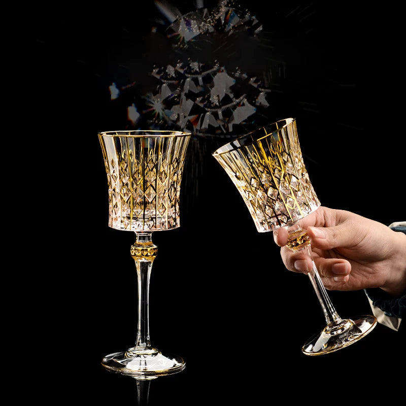 Gold Luxus Wein Glas Wein Champagner Kelch Europäischer Stil Exquisite Haushaltsbar Kristall Whisky Gläser Handgeblasene Tassen - GYLDNE GRÆNSE Gourmet Online Shop