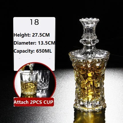 Kristallglas Wein Rote Flasche + 2 STÜCKE Tassen Wein Karaffe Whisky Liqour Ausgießer Home Bar Wodka Bier Flasche Glas Krug JR - GYLDNE GRÆNSE Gourmet Online Shop