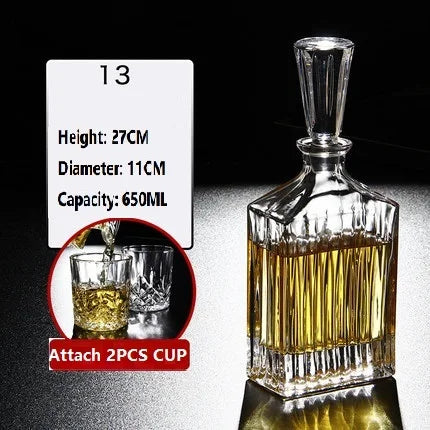 Kristallglas Wein Rote Flasche + 2 STÜCKE Tassen Wein Karaffe Whisky Liqour Ausgießer Home Bar Wodka Bier Flasche Glas Krug JR - GYLDNE GRÆNSE Gourmet Online Shop