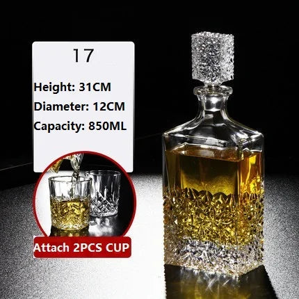Kristallglas Wein Rote Flasche + 2 STÜCKE Tassen Wein Karaffe Whisky Liqour Ausgießer Home Bar Wodka Bier Flasche Glas Krug JR - GYLDNE GRÆNSE Gourmet Online Shop