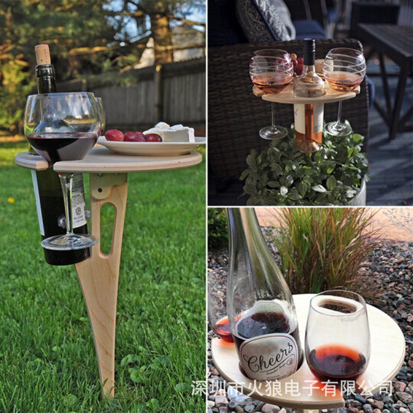 Weintisch im Freien Rasen Strand Klappbares Weinregal Weinregal aus Holz im Freien Tragbarer Weintisch - GYLDNE GRÆNSE Gourmet Online Shop