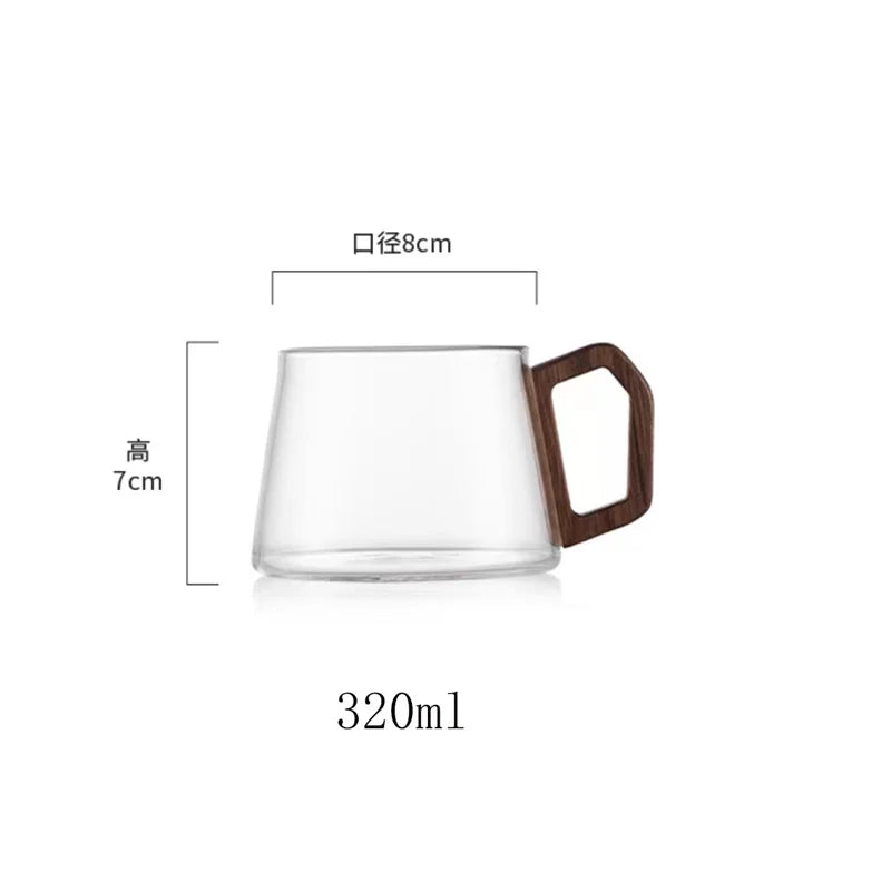320 ml American Latte Hitzebeständige Kaffeetasse aus Glas mit Holztablett Löffel Milch Teetasse Frisch gemahlene Tasse Barista Cafe Zugang - GYLDNE GRÆNSE Gourmet Online Shop