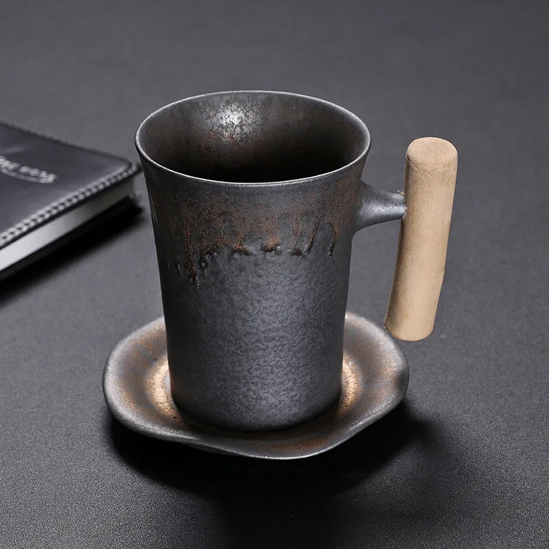 KuBac HoMmi Neu INS Steinzeug handgemachte japanische Stil Vintage Kaffeetasse Nachmittagstee Keramik Becher Set Retro Kaffeetasse - GYLDNE GRÆNSE Gourmet Online Shop