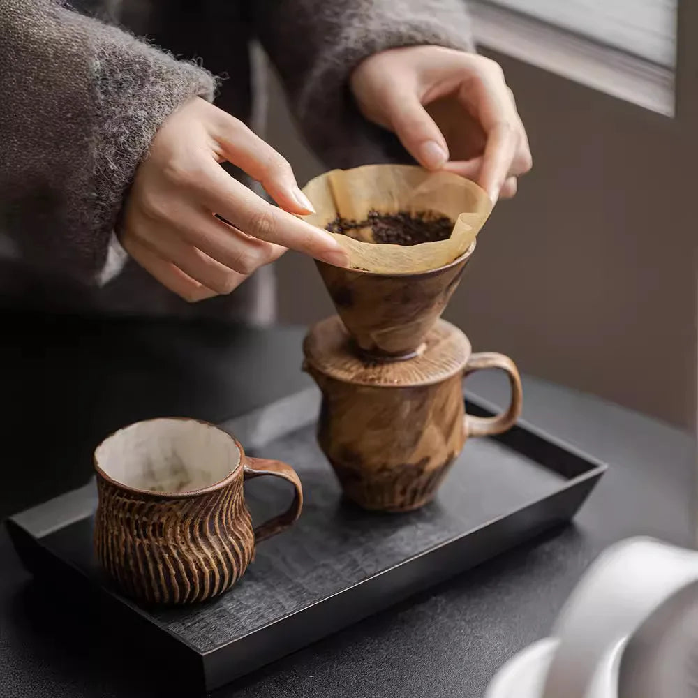 Kaffeeserver Handgemachtes Kaffeekannen-Set Filter-Sharing-Topf Haushaltskeramik-Kaffeeutensilien-Filtertassen-Set - GYLDNE GRÆNSE Gourmet Online Shop