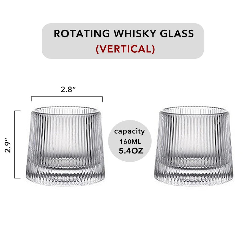 Spinning Whiskey Glass Whiskey Tumblers, Old Fashioned Scotch & Bourbon Glasses,Whisky Brandy Cups for Home Party Wine Glass - GYLDNE GRÆNSE Gourmet Online Shop