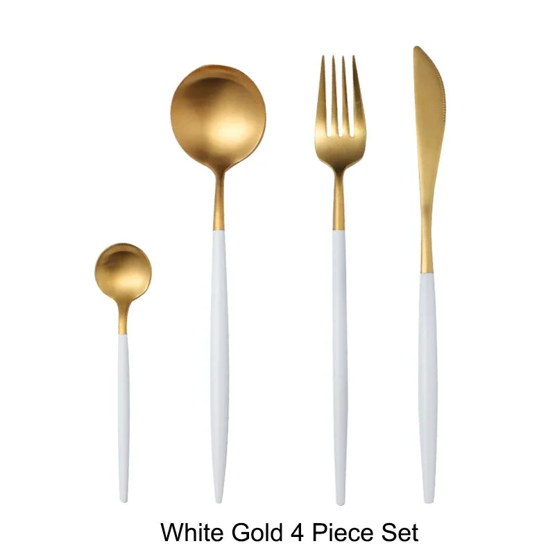 Mattgold 18/10 Edelstahl Luxus Besteck Geschirr Geschirr Messer Löffel Gabel Essstäbchen Besteck Set Spülmaschinenfest - GYLDNE GRÆNSE Gourmet Online Shop