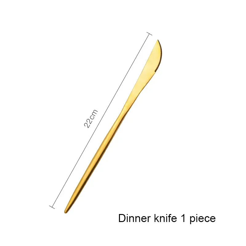 Mattgold 18/10 Edelstahl Luxus Besteck Geschirr Geschirr Messer Löffel Gabel Essstäbchen Besteck Set Spülmaschinenfest - GYLDNE GRÆNSE Gourmet Online Shop