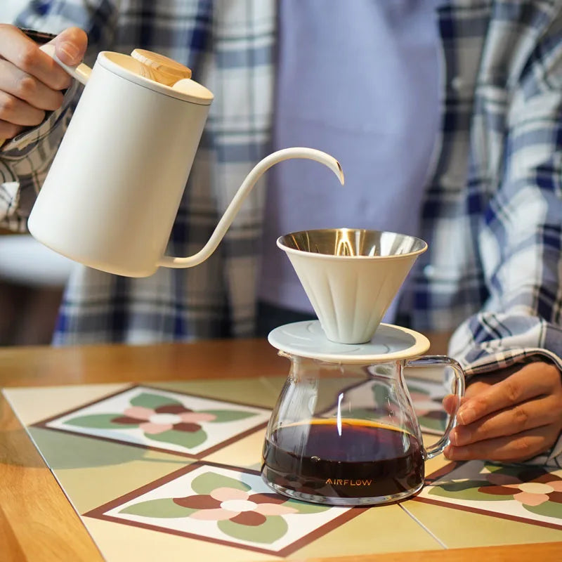 AIRFLOW Pour Over Kaffeekessel 300ml 600ml Edelstahl Schwanenhalskanne Home Barista Kaffee Zubehör - GYLDNE GRÆNSE Gourmet Online Shop