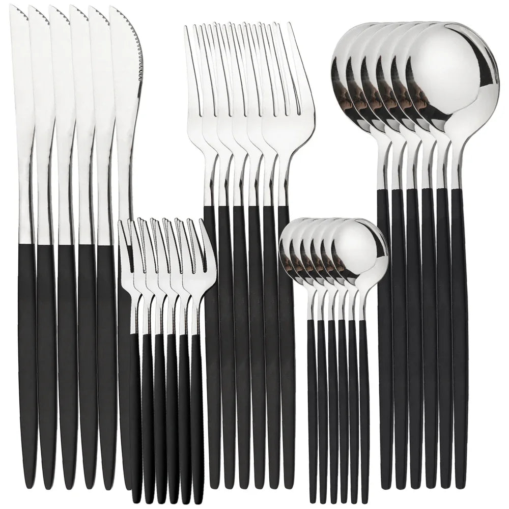 30 Teile Besteck Set Gold Geschirr Edelstahl Spiegel Geschirr Abendessen Tee Löffel Gabel Messer Western Besteck Besteck Set - GYLDNE GRÆNSE Gourmet Online Shop