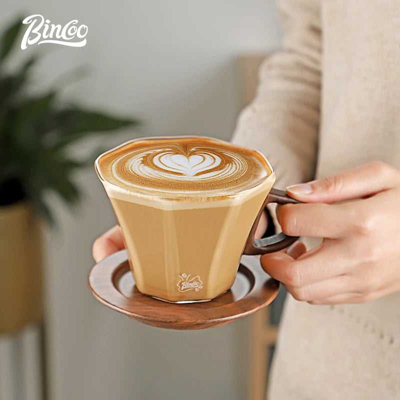 Bincoo Kaffeetasse Latte Art Professionelle hochtemperaturbeständige Glastasse und Untertasse Latte Cappuccinotasse Trinktasse - GYLDNE GRÆNSE Gourmet Online Shop
