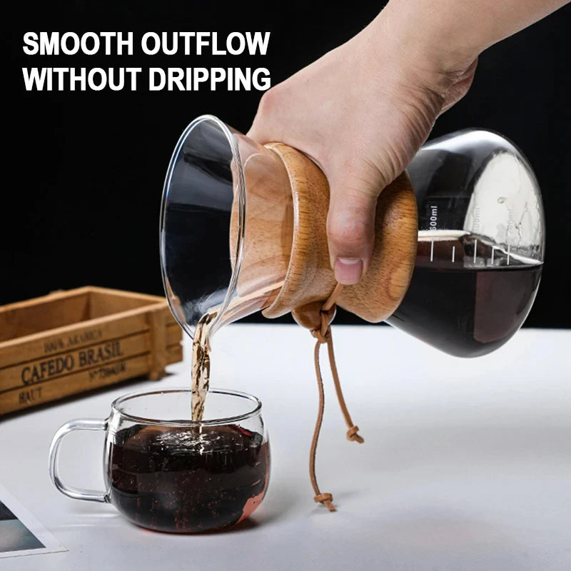 Hand Glas Kaffeekocher Kaffeemaschine 400ML 600ML 800ML 1L Edelstahl Filter Dripper Manuelle Kaffeemaschine Brüherkanne - GYLDNE GRÆNSE Gourmet Online Shop