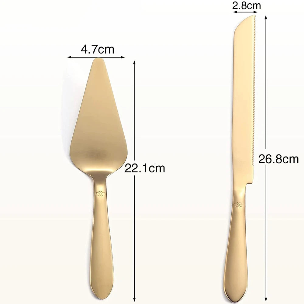 Personalisiertes Edelstahl Hochzeit Kuchen Messer Set Custom Name Kuchen Dekoration Geschirr Messer und Gabel Braut Party Geschenk - GYLDNE GRÆNSE Gourmet Online Shop