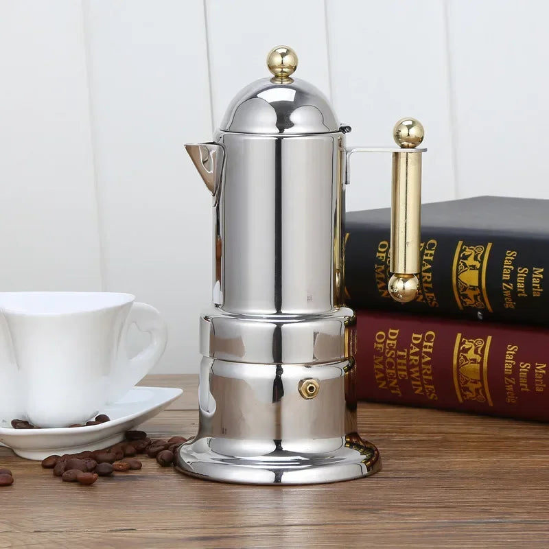 200ML verdickte Mokka-Kaffeekanne Italienische Espressomaschine Edelstahl Latte Perkolator 4 Tassen für Herd oder Induktion für den Heimgebrauch - GYLDNE GRÆNSE Gourmet Online Shop
