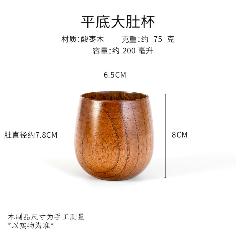 Saure Jujube-Holz-Tasse mit großem Bauch Kreative Holztasse Massivholz Anti-Verbrühungs-Teetasse Nordisches Teeset aus Holz - GYLDNE GRÆNSE Gourmet Online Shop