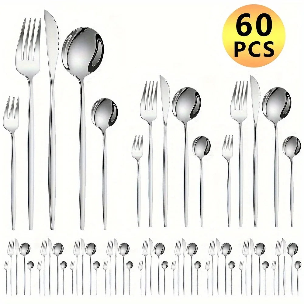 60-teiliges Edelstahl-Besteck-Set, hochglanzpoliert, spülmaschinenfest, enthält Messer, Gabeln und Löffel in Geschenkbox, Gold - GYLDNE GRÆNSE Gourmet Online Shop