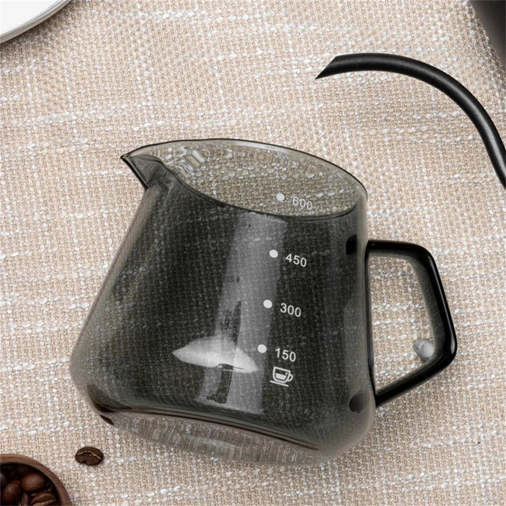 Glas Kaffeeheber 600ml Eistee Pour Over Maker Drip mit Skala Hotel Picknick Camp Topf Trinkgeschirr Zubehör - GYLDNE GRÆNSE Gourmet Online Shop
