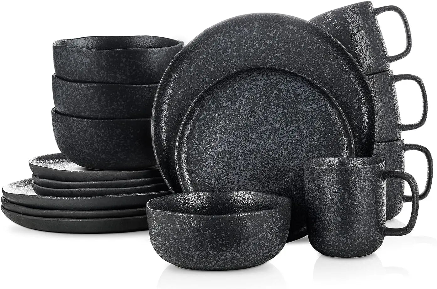 Tom Stoneware Reactive Glaze Geschirr-Set, Schwarz-Weiß - GYLDNE GRÆNSE Gourmet Online Shop