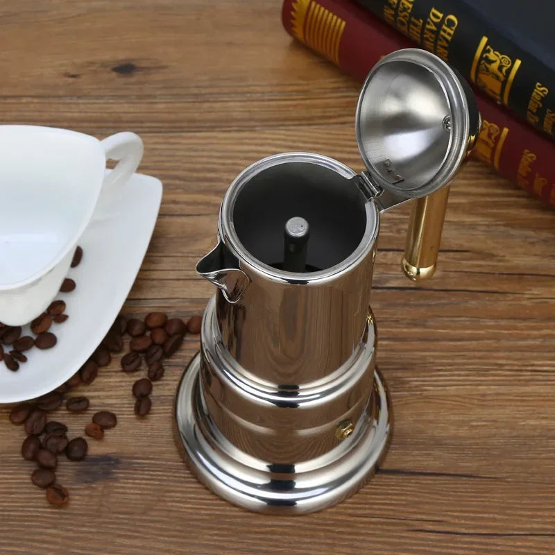 200ML verdickte Mokka-Kaffeekanne Italienische Espressomaschine Edelstahl Latte Perkolator 4 Tassen für Herd oder Induktion für den Heimgebrauch - GYLDNE GRÆNSE Gourmet Online Shop