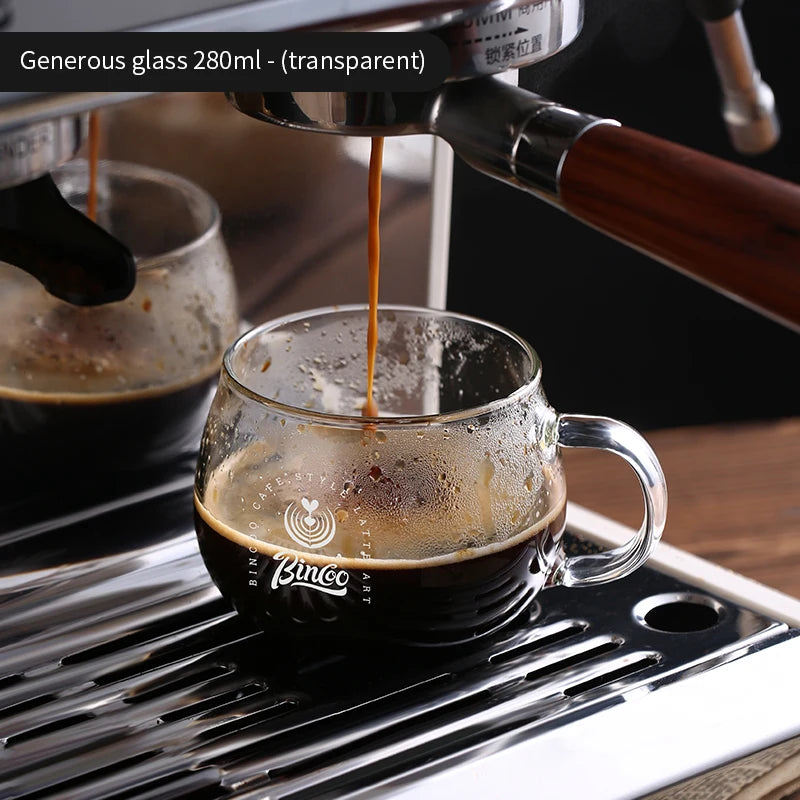 Bincoo 280ml Hitzebeständiger Becher aus hochborosilikatfarbenem Glas Kaffeetasse mit Griff Büro Tee Milch Wasser Tasse Klare Tassen Espressobecher - GYLDNE GRÆNSE Gourmet Online Shop