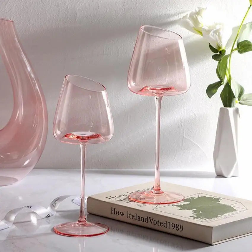 Französisch Rosa Flamingo Rotwein Gläser Set Kristallglas Kelch Kreativ Schrägmund Konkaver Boden Champagner Weinbecher Blau - GYLDNE GRÆNSE Gourmet Online Shop