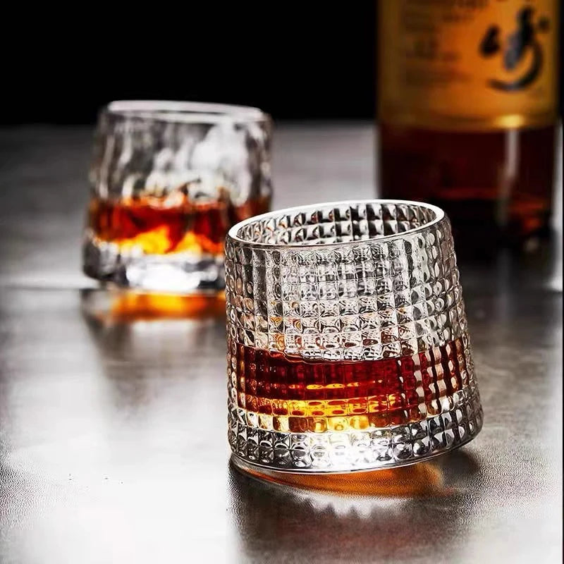 Spinning Whiskey Glass Whiskey Tumblers, Old Fashioned Scotch & Bourbon Glasses,Whisky Brandy Cups for Home Party Wine Glass - GYLDNE GRÆNSE Gourmet Online Shop