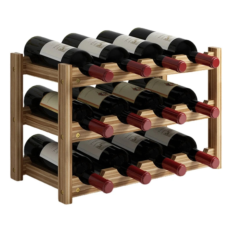 2/3/4 Ebenen Stehendes Weinregal aus Holz Organizer Home Bar Party Display Halter Regaldekoration Halter Weinzubehör - GYLDNE GRÆNSE Gourmet Online Shop