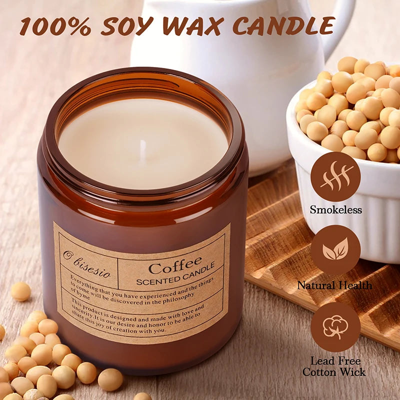 Obisesio Duftkerze Aromatherapie-Kerze für Zuhause Duftende Sojakerze Kaffee/Zitrone/Holz/Lavendel Kerze für Zuhause Frauen Männer - GYLDNE GRÆNSE Gourmet Online Shop