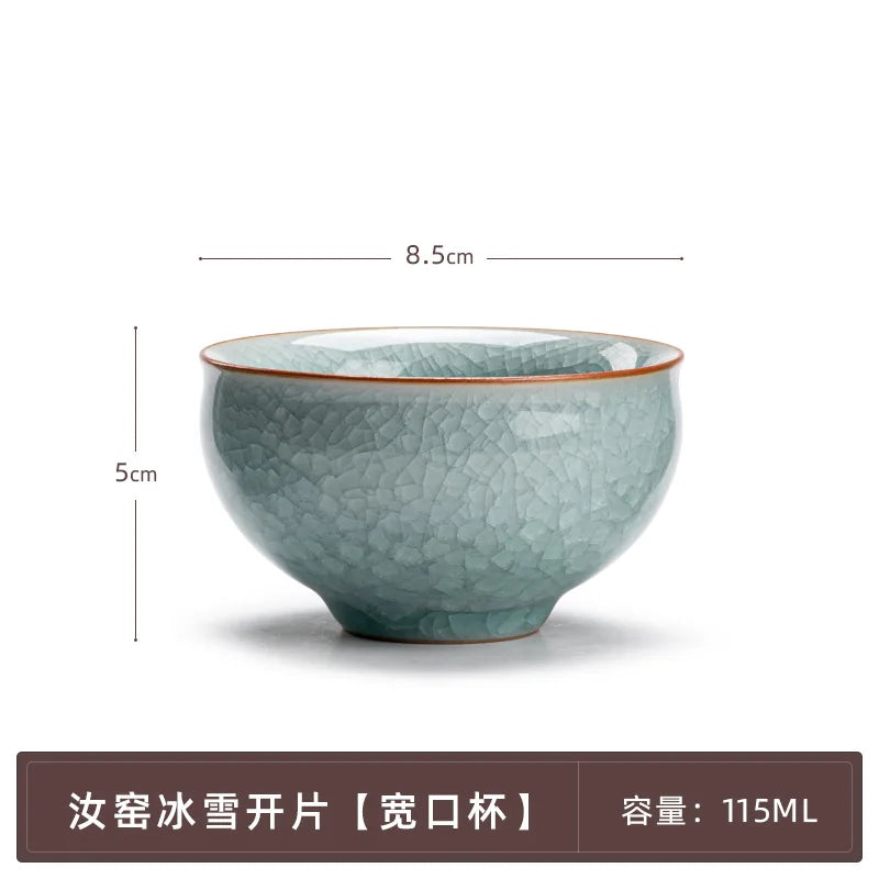Chinesisch handgemacht Ru Ofen Porzellan Teetasse Haushalt Eis geknackt Teetasse Keramik Master Cup Frost Blume Persönliche Teeschale Teegeschirr - GYLDNE GRÆNSE Gourmet Online Shop