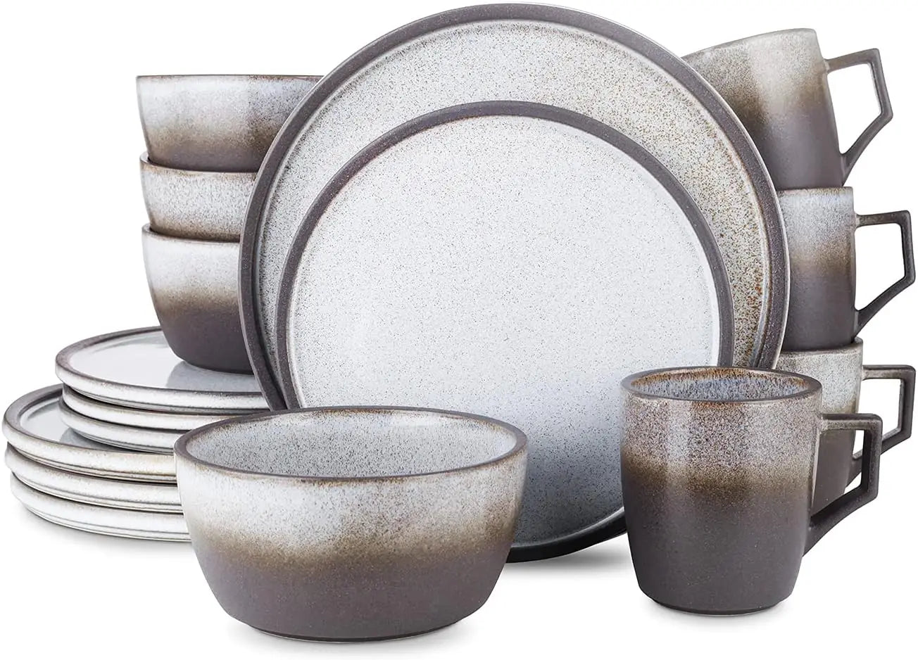 Tom Stoneware Reactive Glaze Geschirr-Set, Schwarz-Weiß - GYLDNE GRÆNSE Gourmet Online Shop