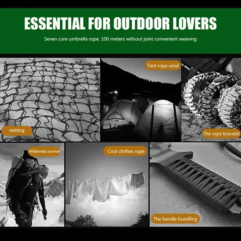 7-Core 550 Paracord Seil 5 15 30 m Durchmesser 4 mm Schnur für Outdoor Camping Survival Lanyard Fallschirm Wanderzelt Zubehör