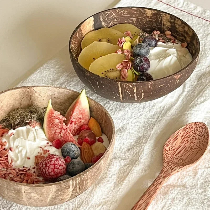 Natural Coconut Bowl Wooden Handmade Coconut Bowls for Eating Tableware - GYLDNE GRÆNSE Gourmet Online Shop