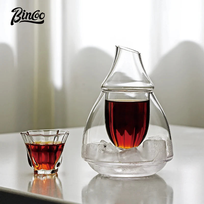 Bincoo Doppelschichtglas handgebrühte Kanne Set Cold Brew Kaffeekanne Cold Brew Pot Eis Tropfkanne Eis American Cup 180ml - GYLDNE GRÆNSE Gourmet Online Shop