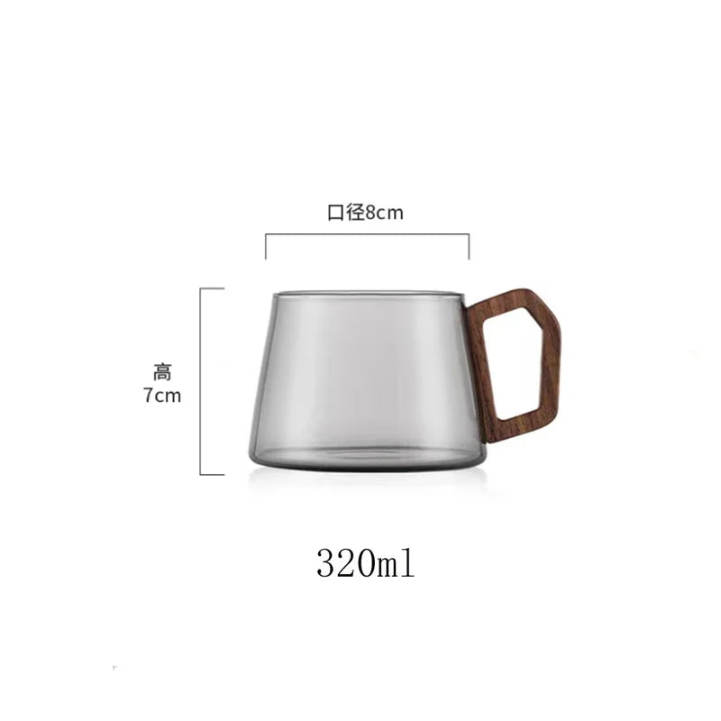 320 ml American Latte Hitzebeständige Kaffeetasse aus Glas mit Holztablett Löffel Milch Teetasse Frisch gemahlene Tasse Barista Cafe Zugang - GYLDNE GRÆNSE Gourmet Online Shop