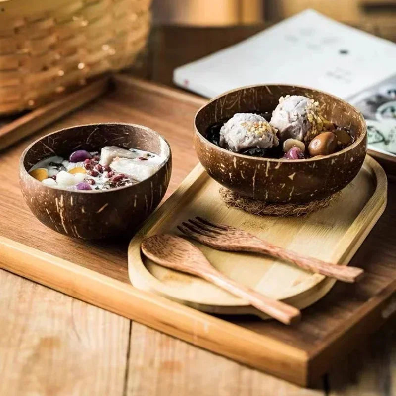 Natural Coconut Bowl Wooden Handmade Coconut Bowls for Eating Tableware - GYLDNE GRÆNSE Gourmet Online Shop