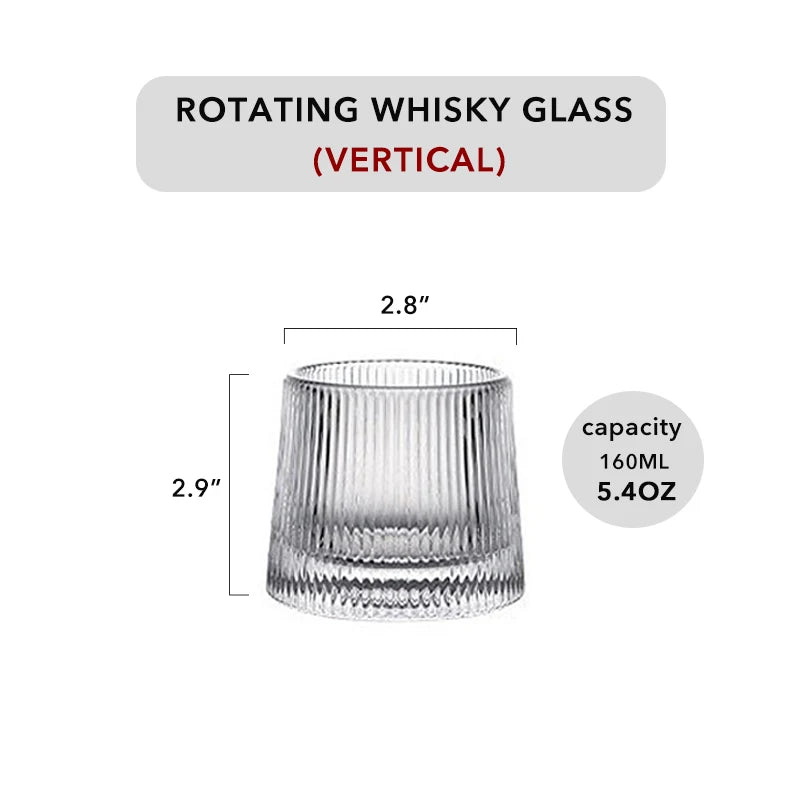Spinning Whiskey Glass Whiskey Tumblers, Old Fashioned Scotch & Bourbon Glasses,Whisky Brandy Cups for Home Party Wine Glass - GYLDNE GRÆNSE Gourmet Online Shop