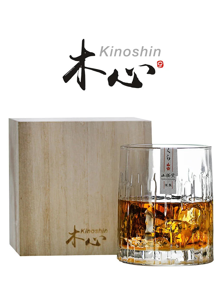 Japanisch Edo Kristall Kinoshin Whisky Glas Aoki Whisky Tasse Old Fashioned Hammer Rinde Muster Weinglas Schnitzerei Brandy Snifters - GYLDNE GRÆNSE Gourmet Online Shop