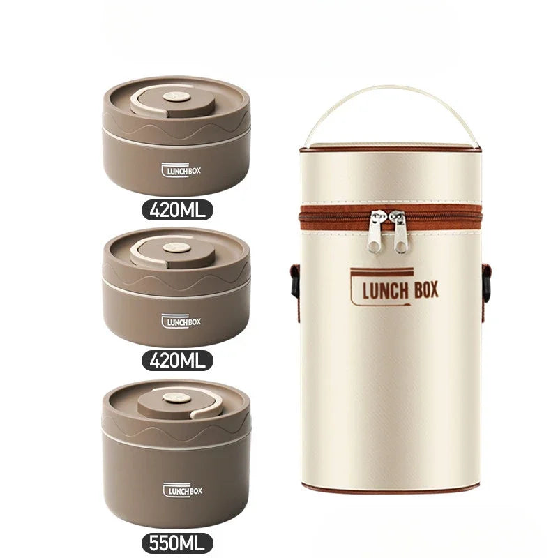 Isolierte Lunchbox, tragbare 3 separate stapelbare Mikrowellen-Bento-Box-Eimer, isolierter Behälter in Lebensmittelqualität auslaufsicher - GYLDNE GRÆNSE Gourmet Online Shop