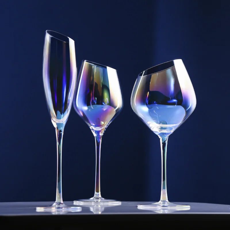 Schillernde Farben Klassisches Burgunderrot Glas Ionenbeschichtung Kristall Bordeaux Kelch Party Hochzeit Champagner Flöten Schräger Mund Weinbecher - GYLDNE GRÆNSE Gourmet Online Shop