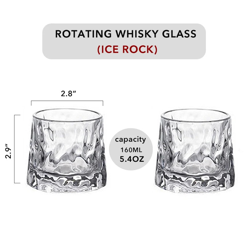 Spinning Whiskey Glass Whiskey Tumblers, Old Fashioned Scotch & Bourbon Glasses,Whisky Brandy Cups for Home Party Wine Glass - GYLDNE GRÆNSE Gourmet Online Shop