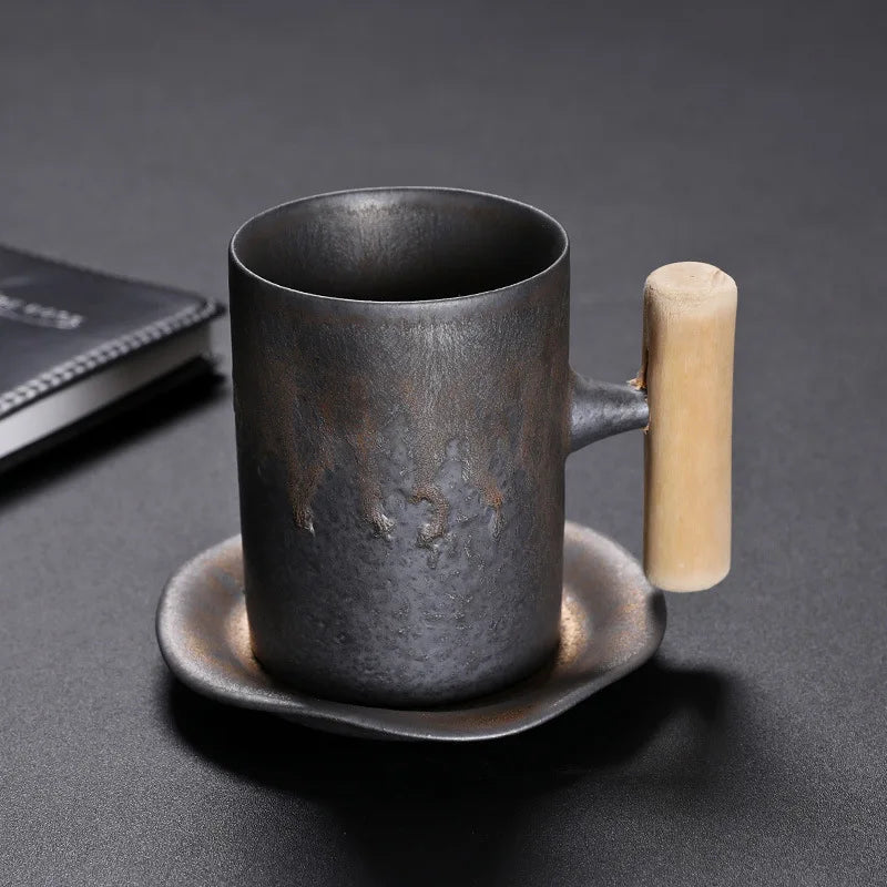 KuBac HoMmi Neu INS Steinzeug handgemachte japanische Stil Vintage Kaffeetasse Nachmittagstee Keramik Becher Set Retro Kaffeetasse - GYLDNE GRÆNSE Gourmet Online Shop