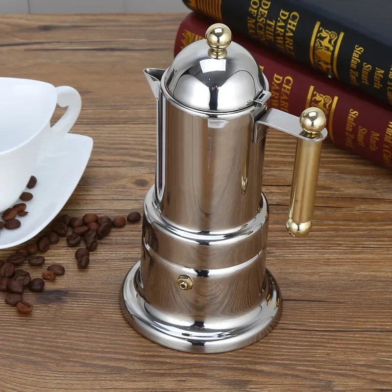 200ML verdickte Mokka-Kaffeekanne Italienische Espressomaschine Edelstahl Latte Perkolator 4 Tassen für Herd oder Induktion für den Heimgebrauch - GYLDNE GRÆNSE Gourmet Online Shop
