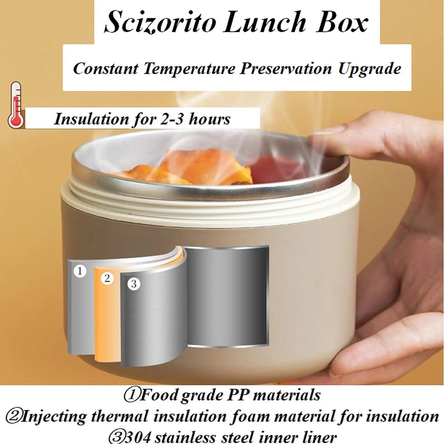 Isolierte Lunchbox, tragbare 3 separate stapelbare Mikrowellen-Bento-Box-Eimer, isolierter Behälter in Lebensmittelqualität auslaufsicher - GYLDNE GRÆNSE Gourmet Online Shop