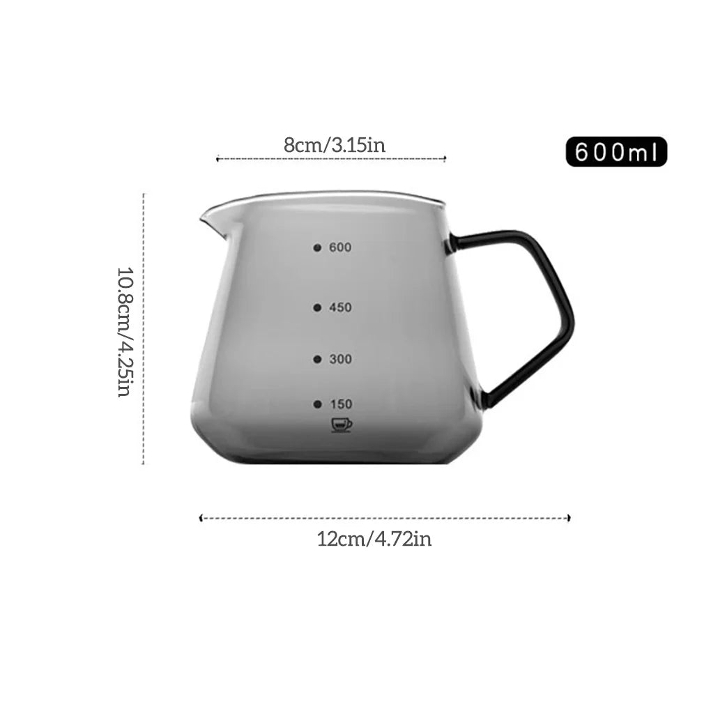 Glas Kaffeeheber 600ml Eistee Pour Over Maker Drip mit Skala Hotel Picknick Camp Topf Trinkgeschirr Zubehör - GYLDNE GRÆNSE Gourmet Online Shop