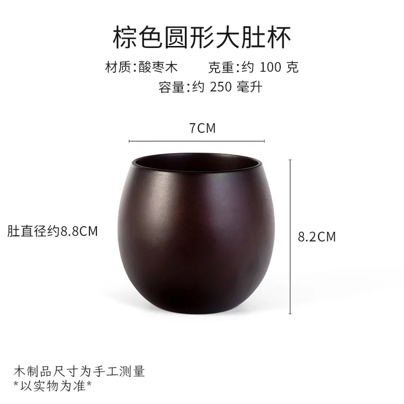 Saure Jujube-Holz-Tasse mit großem Bauch Kreative Holztasse Massivholz Anti-Verbrühungs-Teetasse Nordisches Teeset aus Holz - GYLDNE GRÆNSE Gourmet Online Shop